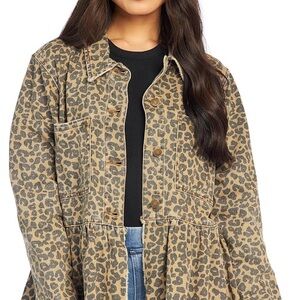 Mudpie Banks Peplum Denim Jacket Size M